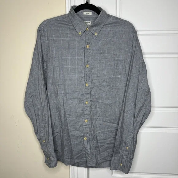 J. Crew Brush Twill Shirt Men's Medium Grey Plaid Slim Slim Fit Flannel G8286 - Picture 2 of 6